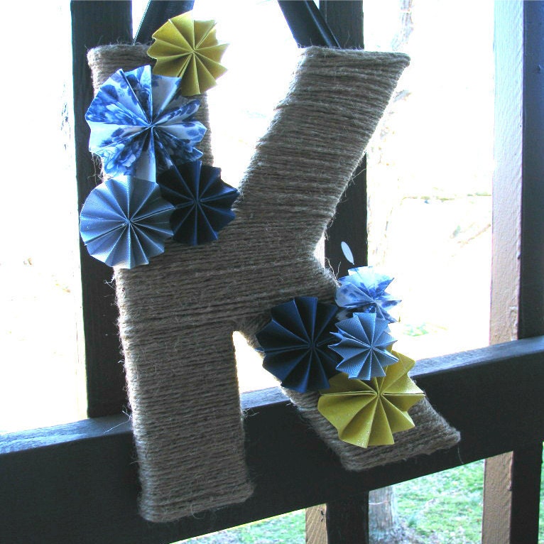 Large Initial Jute Fan Wreath Custom Gift Under 35 Dollars