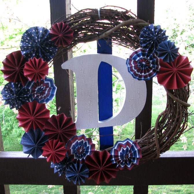 Americana Themed 4th of July Year-round Initial Wreath