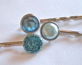 Sparkles & Pearls Bobby Pin Set in Sky Blue