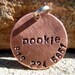The Pookie - Unique Handstamped Pet ID Tag Copper Small Dog Cat