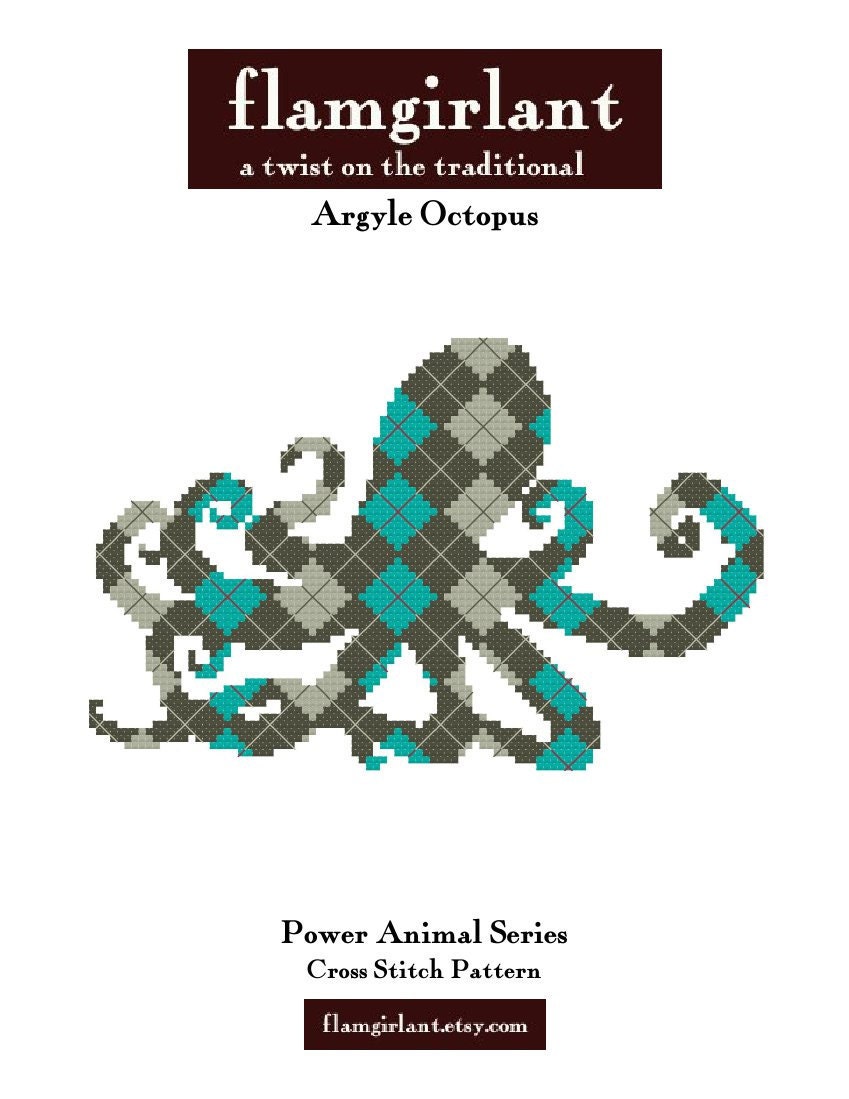 Power Animal: Argyle Octopus Cross Stitch Pattern