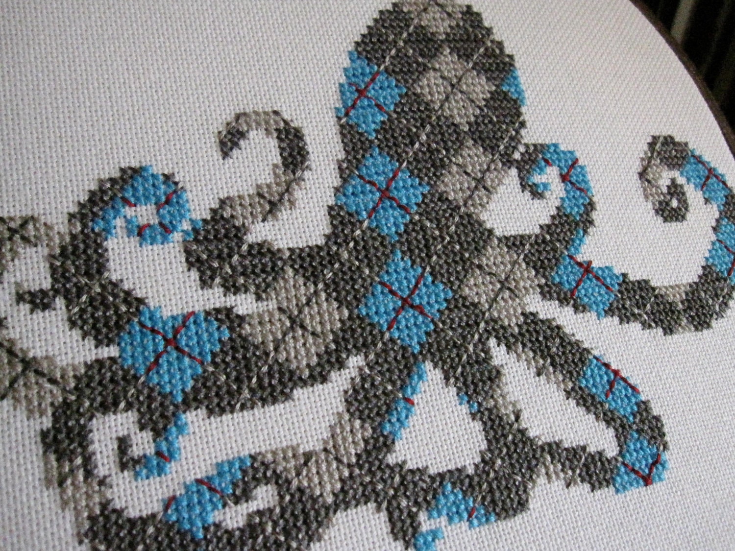 Power Animal: Argyle Octopus Cross Stitch Pattern