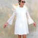Vintage mod white lace dress - 1960s Twiggy cocktail dress - 60s retro tent mini dress- medium