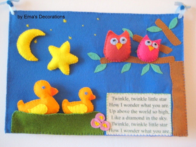Nursery Decor Twinkle Little Star Felt Board with a Song