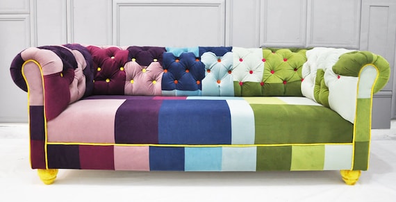 RESERVED listing for JODY: chesterfield patchwork sofa