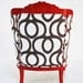 Reserve Listing FOR Gretchen: Red Armchairs with Cotton Geometric