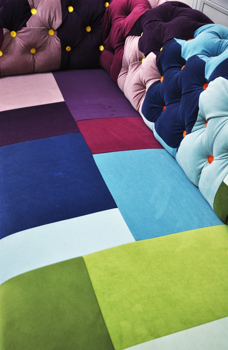 RESERVED listing for JODY: chesterfield patchwork sofa