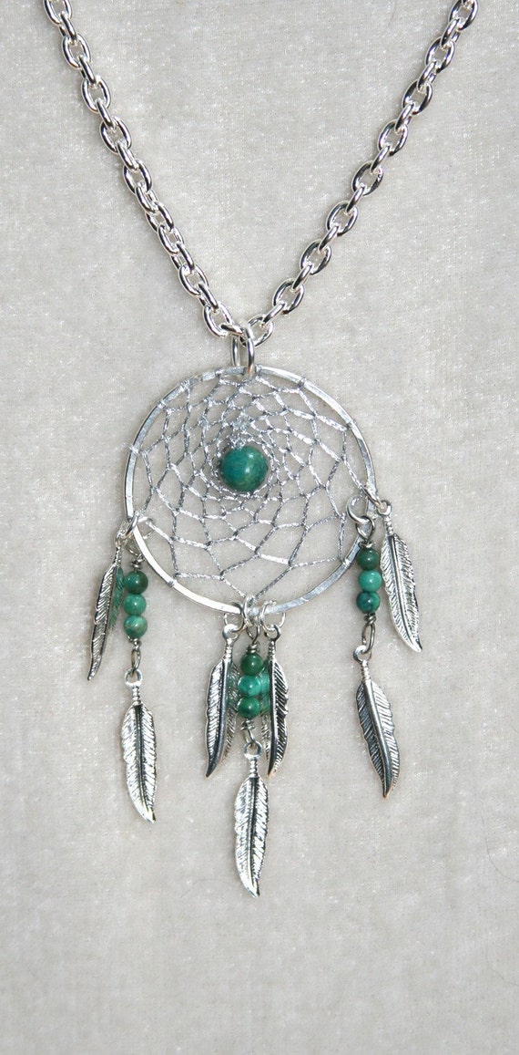 Dreamcatcher Necklace on Dreamcatcher Necklace Turquoise   Silver With By Bbjdesign On Etsy