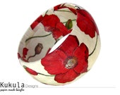 Paper mache bangle - Poppy, floral print