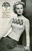 PDF Knitting pattern for a Fair Isle Jumper with a  Roses  Design - 1940's