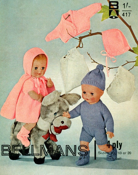Knitting Pattern for 16",18"-20" Boy & Girl Dolls Clothes Outfits