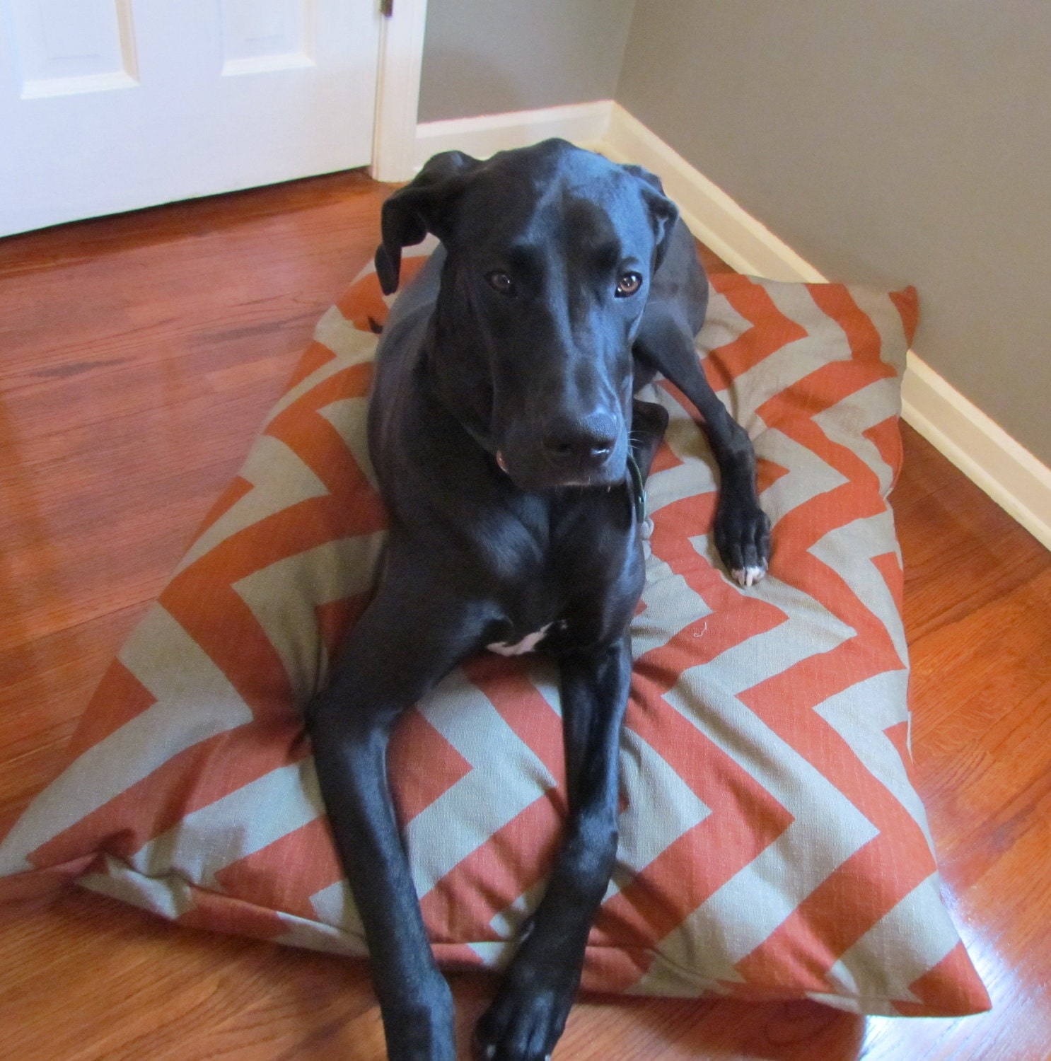 Orange/Denton Chevron Pet Bed Dog Duvet Cover-Medium