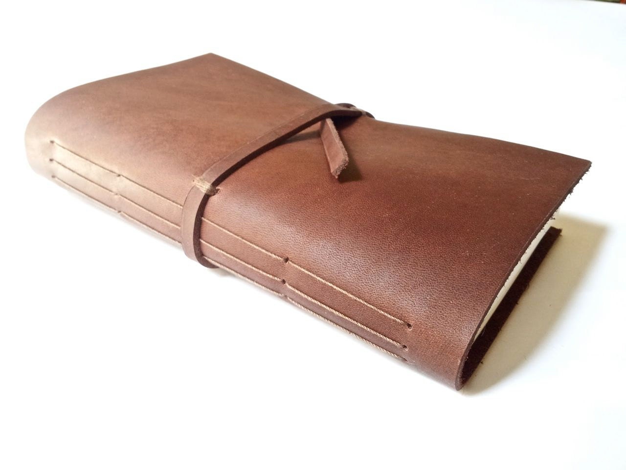 Leather Journal Cedar Red-Brown with Wrapped Lace Closure, Extra pages,  "The 3 Signature, Straight Laced Louise"