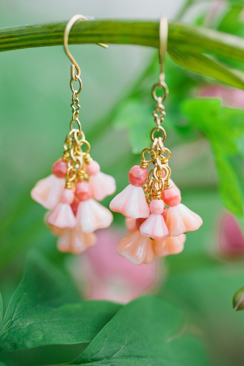 flower bell drop earrings