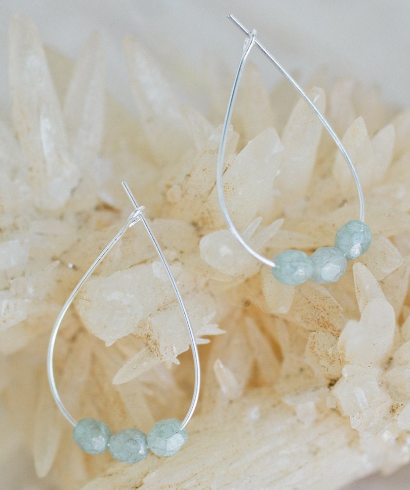 blue nugget hoop earrings