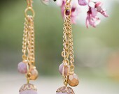 lavender & gold trio drop earrings