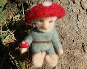 Needle Felted Mushroom Gnome / Waldorf Inspired Soft Sculpture Doll / Summer Nature Table Figurine / Woodland Gnome Fairy Toy