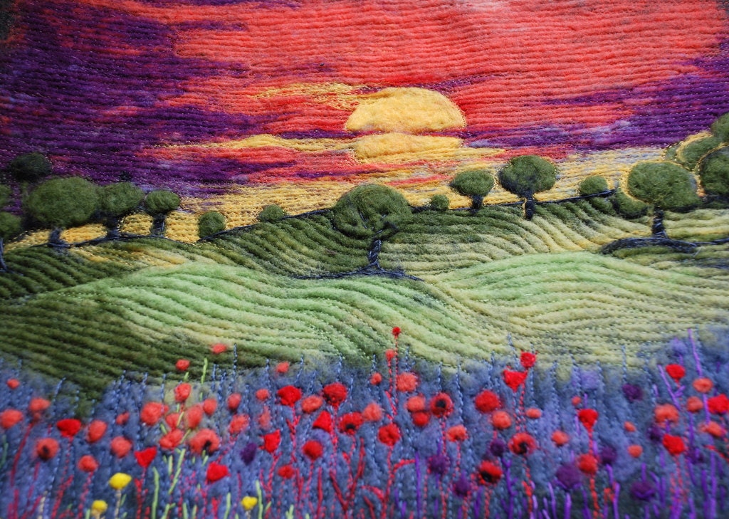 Sunset - needle felted art