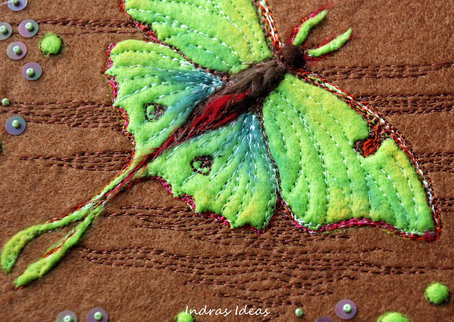 Embroidered Luna Moth book, journal, notebook.