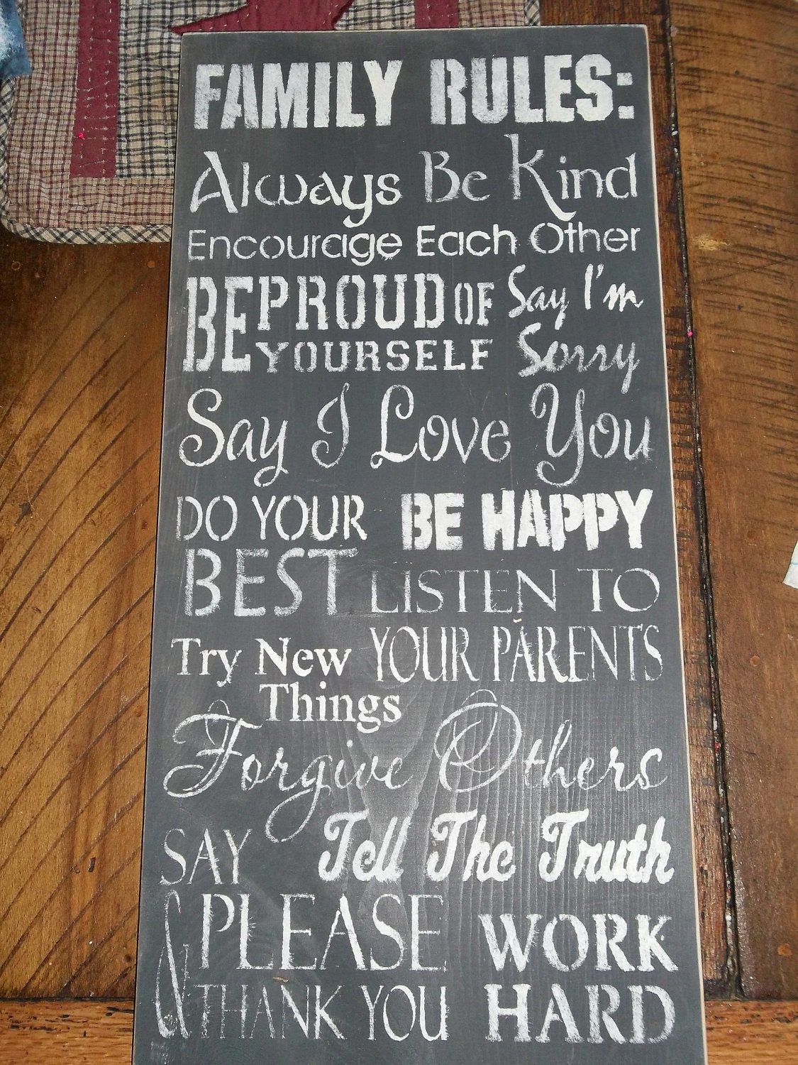 Family Rules Primitive Farmhouse Sign