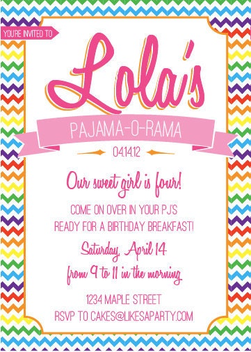 Rainbow Chevron Invitation - Birthday, Baby Shower, Party, Bridal Shower, Any Occasion - Additional Color Options Available