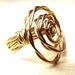 Modern Gold Rosette Ring:  Twisted Wire Wrapped Ring, Bold Wide Band Freeform Rose Ring, Custom Size