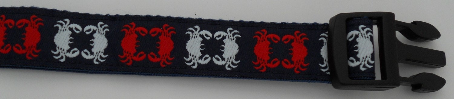 Crabs Dog Leash - 5ft Preppy Navy with Red and White Crab