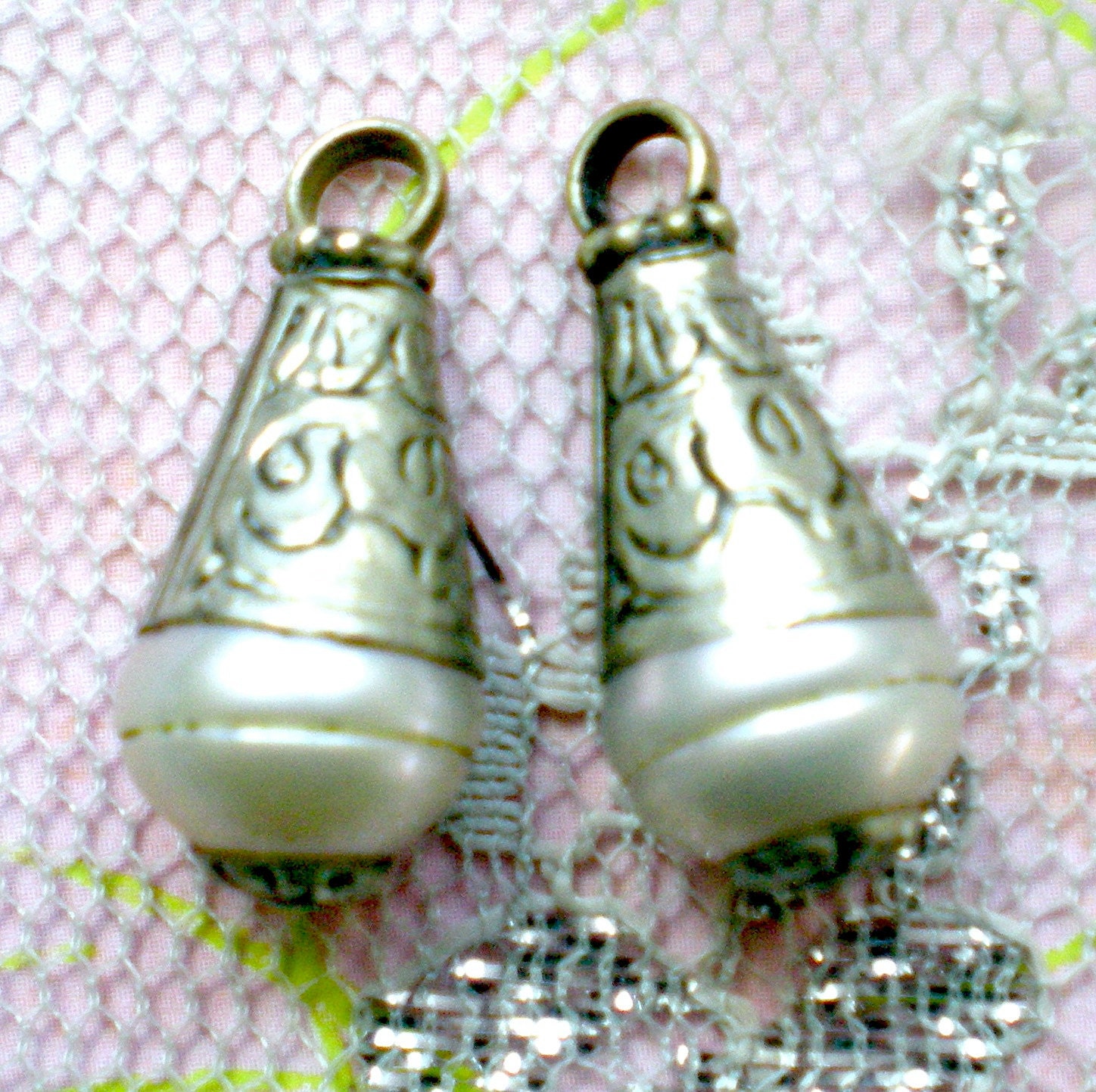 Pearl Sterling Silver Pendants Earrings - set of three