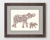 Mom and baby - Patterned Elephants