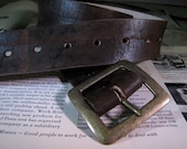 Leather belt - Vintage Aged leather belt handmade in USA - B102