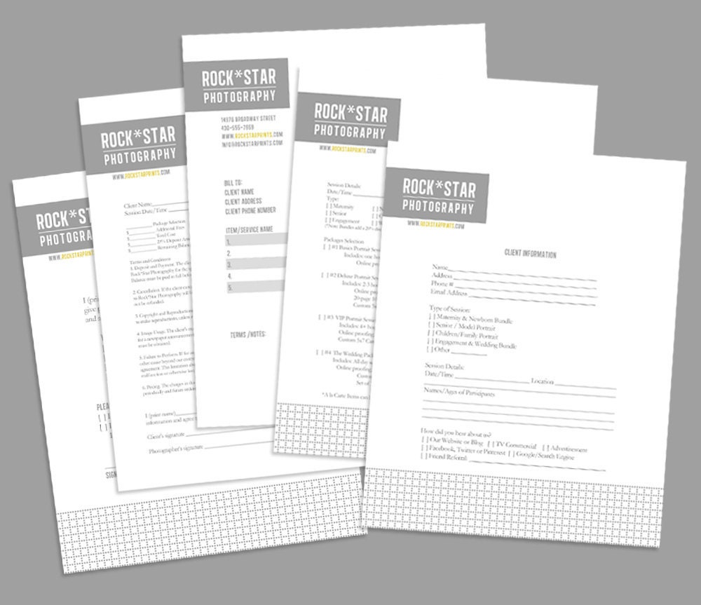 Photography Business Forms - 5 Critical Contracts and Order Form Templates - Electric Studio Collection