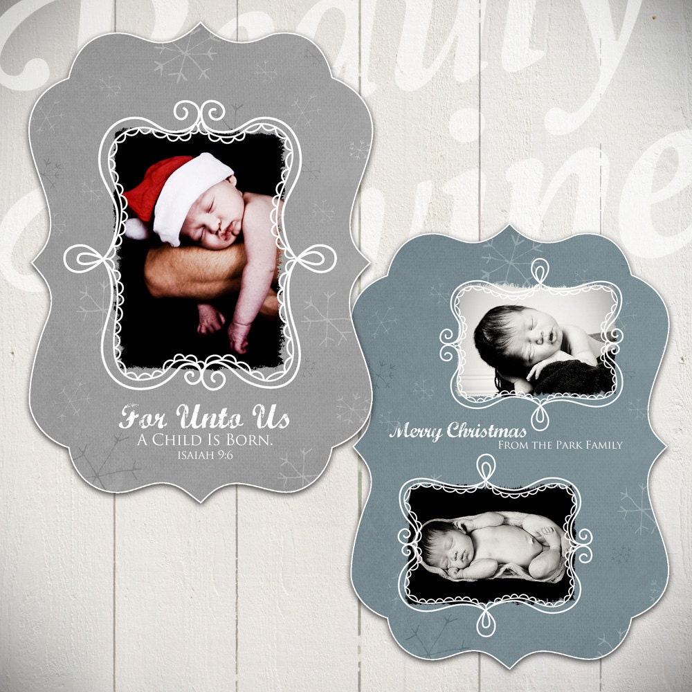 Holiday Card Template: Born On Christmas Day A - 5x7 Luxe Card for Photographers