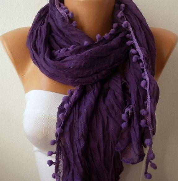 Purple Women Shawl Scarf -  Cowl
