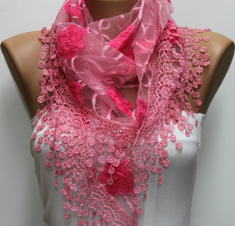 Women Shawl Scarf -  Cowl - Pink -  fatwoman