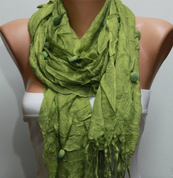 WAS 19, NOW 15 - Green - Shawl Scarf -  Cowl by Fatwoman