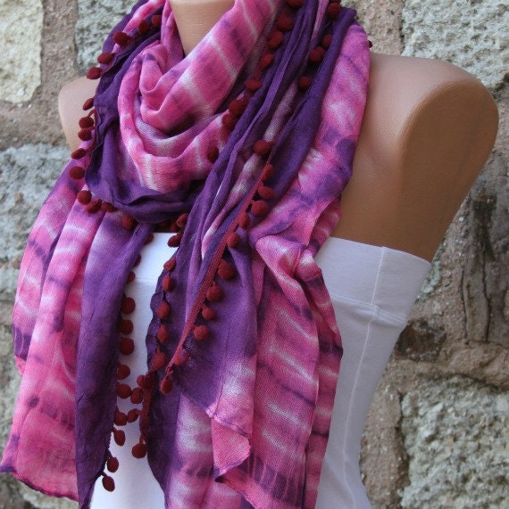 Purple Fuchsia Scarf Women Scarf Multicolor Women Shawl Scarf -  Cowl