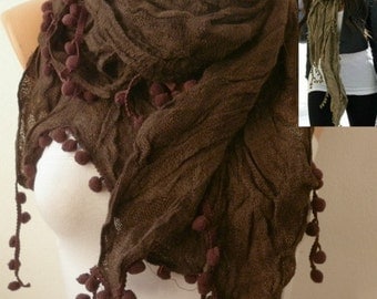 Brown Scarf Women Shawl Scarf -  Cowl Scarf