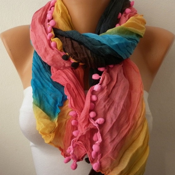Rainbow Women Shawl Scarf -  Cowl