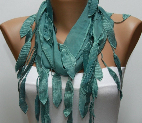 Scarf , Teal Cotton Scarf Headband Woman Necklace Cowl