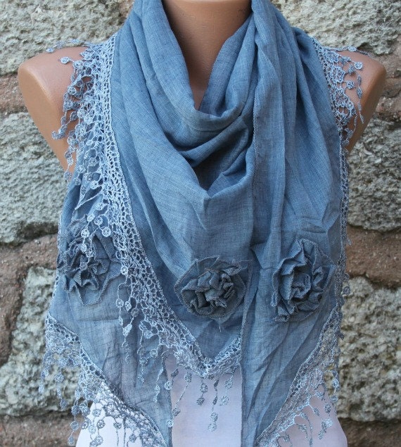 Air Force Blue Scarf - Cotton Scarf - Cowl Scarf Shawl Scarf - fatwoman