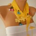 Yellow Scarf ,Cotton Cowl Scarf - Shawl with Lace Edge -