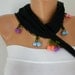 Black Scarf Cotton Scarf Cowl with Lace Edge Gift