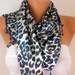 Leopard Women Scarf - Cowl with Lace - Air Force Blue