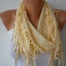 Light Yellow Scarf -  Pashmina Scarf  - Cowl Scarf with Lace Edge - fatwoman