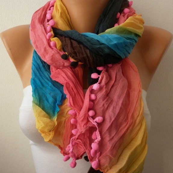Rainbow Women Shawl Scarf -  Cowl