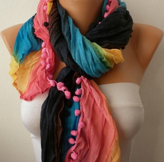 Rainbow Women Shawl Scarf -  Cowl