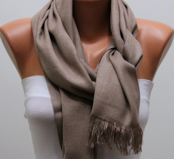 Beige  Scarf Pashmina Shawl  Scarf  - bridesmaids gift -  fatwoman