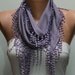 Lilac Scarf   Pashmina Scarf  Headband Necklace Cowl with Lace Edge Gift for Her Valentine