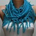 Dodger Blue Scarf - Pashmina Scarf - Headband Necklace Cowl with Lace Edge
