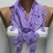 Lilac  Scarf  - Cotton  Scarf -  Cowl with Lace Edge   -